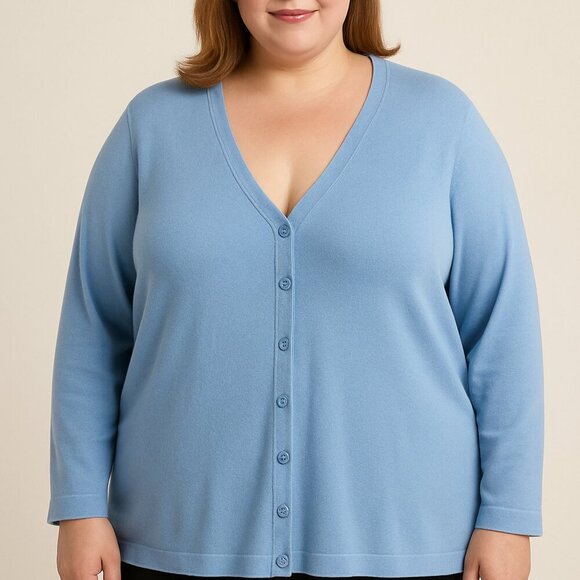 Talbots Petites 2X Baby Blue Vintage Cozy Preppy Soft Classic Button Up Cardigan - Picture 1 of 7